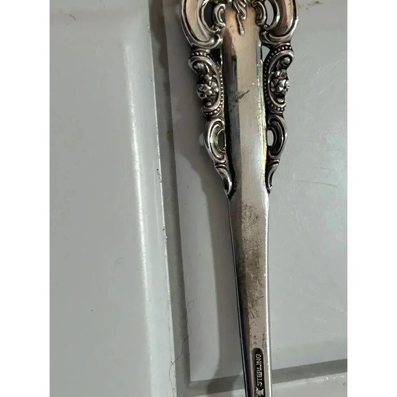 Wallace Sterling Silver Jelly Server Grande Baroque Intricate Vintage Jam Spoon - Picture 4 of 8